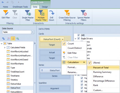 Figure 13.56 From the Data Items pane, click the gear icon.