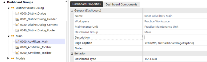 The Page Caption of the dashboard displaying the assembly file returning a page caption.