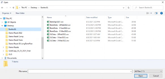 Figure 4.64 This will add the file to the Reconciliation support screen.